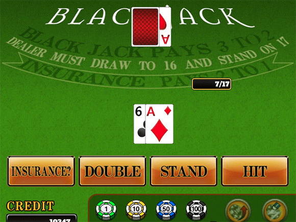 ブラックジャックのゲーム画面